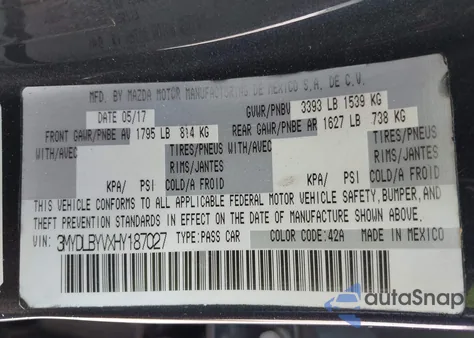 2017 Toyota Yaris Ia из США, поврежденный, VIN 3MYDLBYVXHY187027